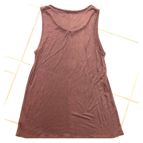 🛍Gap sleeveless brown blouse w beaded neck line - Picture 2 of 5